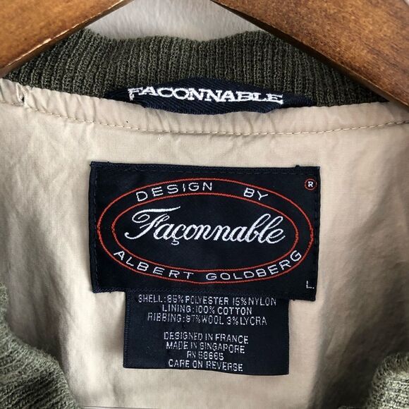 Faconnable Vintage Wool Casual Stretchy Zip Up Bomber Jacket Top Green - Picture 6 of 14